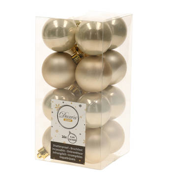 32x Kunststof kerstballen glanzend/mat licht parel/champagne 4 cm kerstboom versiering/decoratie - Kerstbal