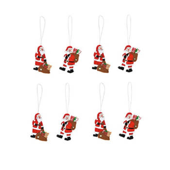 8x stuks houten kersthangers kerstmannen 6 cm kerstornamenten - Kersthangers