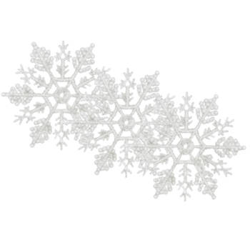 12x stuks kerstornamenten/kersthangers sneeuwvlokken wit kunststof 10 cm - Kersthangers
