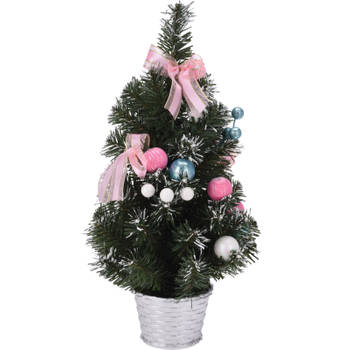 Kunstboom/kunst kerstboom inclusief kerstversiering 40 cm kerstversiering - Kunstkerstboom