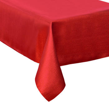 Tafelkleed/tafellaken rood sparkling effect van polyester formaat 140 x 240 cm - Tafellakens