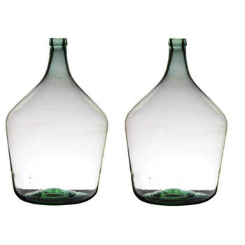 2x stuks luxe stijlvolle flessen bloemenvaas/bloemenvazen 46 x 29 cm transparant glas - Vazen