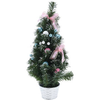 Kunstboom/kunst kerstboom inclusief kerstversiering 50 cm kerstversiering - Kunstkerstboom