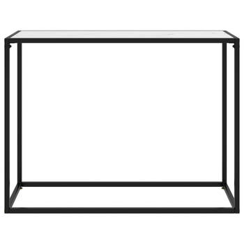 The Living Store Wandtafel Zwart - 100 x 35 x 75 cm - Gehard glas - gepoedercoat staal