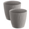 2x stuks stijlvolle kunststof plantenpot/bloempot dia 17 cm/hoogte 16 cm Waves steengrijs - Plantenpotten