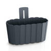 Prosperplast Muur plantenpot houtlook - 27 x 15 cm - antraciet - Plantenpotten