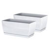 Set van 2x stuks plantenpotten/bloempotten kunststof glanzend parel wit 29 x 14 x 13.6 cm - Plantenpotten