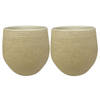 2x stuks plantenpotten/bloempotten in een strakke Modern design look zand/beige Dia 31 cm en Hoogte - Plantenpotten