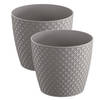 2x stuks orient stijl plantenpot/bloempot kunststof dia 22 cm en hoogte 19 cm steengrijs - Plantenpotten