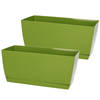 Set van 2x stuks plantenpotten/bloempotten kunststof glanzend kiwi groen 24 x 12 x 11 cm - Plantenpotten