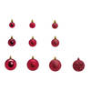 Kerstballen - set 50x st - bordaux rood - 3,4,6 cm - kunststof - Kerstbal