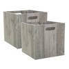 Set van 2x stuks opbergmand/kastmand 29 liter grijs/greywash van hout 31 x 31 x 31 cm - Opbergmanden