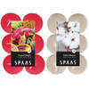 Candles by Spaas geurkaarsen - 24x stuks in 2 geuren Blossom Flowers en Tropical Delight - geurkaarsen