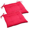 Set van 2x stuks stoelkussens voor binnen en buiten in de kleur rood 40 x 40 x 4 cm - tuinstoelkussens