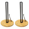 2x Stuks ronde keukenrolhouder met stop 16,5 x 28 cm van bamboe/metaal - Keukenrolhouders
