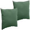 Set van 2x stuks bank/sier/tuin kussens voor binnen en buiten in de kleur olijf groen 40 x 40 x 10 c - tuinstoelkussens