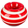 Terras asbak/stormasbak rond keramiek 12 x 7,5 cm rood met streep - Asbakken