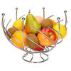 Fruitschaal/fruitmand op voet rond zilver metaal 30 cm - Fruitschalen