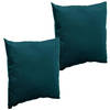 Set van 2x stuks bank/sier/tuin kussens voor binnen en buiten in de kleur emerald groen 40 x 40 x 10 - tuinstoelkussens