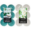 Candles by Spaas geurkaarsen - 24x stuks in 2 geuren Jasmin en Minty Hammam - geurkaarsen