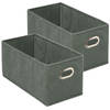 Set van 2x stuks opbergmand/kastmand 7 liter grijsgroen linnen 31 x 15 x 15 cm - Opbergmanden