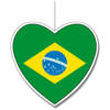 Brazilie vlag hangdecoratie hartjes vorm karton 14 cm - Hangdecoratie