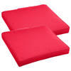 Set van 2x stuks stoelkussens voor binnen en buiten in de kleur rood 40 x 40 x 4 cm - tuinstoelkussens