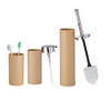 Badkamer set Toiletborstel/zeeppompje/beker beige kunststof - Badkameraccessoireset