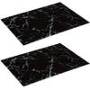 2x Stuks snijplank rechthoek zwart met marmer print 40 x 30 cm van glas - Snijplanken