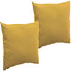 Set van 2x stuks bank/sier/tuin kussens voor binnen en buiten in de kleur mosterd geel 40 x 40 x 10 - tuinstoelkussens
