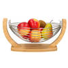 Fruitschaal/fruitmand hangend in voet hout/metaal 36 x 21 x 18 cm - Fruitschalen