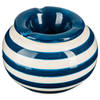 Terras asbak/stormasbak rond keramiek 12 x 7,5 cm blauw met streep - Asbakken