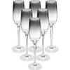 Set van 6x champagneglazen/flutes zwarte rand Sauvage 210 ml van glas - Champagneglazen