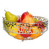 Metalen fruitschaal/fruitmand rond zilver met bloemenpatroon 28 x 28 cm - Fruitschalen