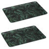 2x stuks dienbladen/serveerbladen rechthoekig Jungle 30 x 22 cm donker groen - Dienbladen