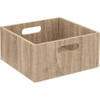 Opbergmand/kastmand 14 liter bruin/naturel van hout 31 x 31 x 15 cm - Opbergkisten