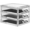 Sieraden/make-up organizer 3 lades rechthoek 15,5 x 10,5 cm van kunststof - Make-up dozen