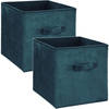 Set van 2x stuks opbergmand/kastmand 29 liter petrol groen polyester 31 x 31 x 31 cm - Opbergmanden