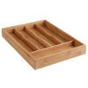 Bestekbak/keuken organizer 5-vaks bamboe hout 34 x 25 cm - Bestekbakken