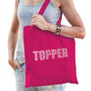 Glitter Topper cadeau katoenen tas roze rhinestones steentjes voor dames en heren - Glitter tassen - Feest Boodschappent