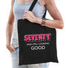 Seventy and still looking good verjaardag cadeau tas zwart voor dames - Verjaardag / cadeau tas - Feest Boodschappentass