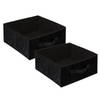 Set van 2x stuks opbergmand/kastmand 14 liter zwart polyester 31 x 31 x 15 cm - Opbergmanden