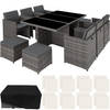 tectake -zitgroep New York-Wicker tuinset-grijs-403821