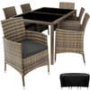 tectake - luxe Wicker zitgroep Porto 6 + 1 - natuur - 404322