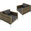 tectake - Modulaire wicker set Villanova natuur - 2 x fauteuil - 404659