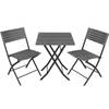 tectake - Tuinset Balkonset - wicker set Trevi - 2 stoelen en een tafel - grijs - 403197