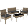 tectake -zitgroep- Wicker Tuinset- bank- stoelen en tafel- natuur- 403707