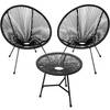 tectake – balkonset – tuinset - Set van 2 stoelen €œSantana€ inclusief tafel – zwart