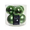 Decoris Grote kerstballen - 6x st - groen - 8 cm - glas - Kerstbal