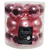 18x stuks kleine glazen kerstballen lippenstift roze 4 cm mat/glans - Kerstbal